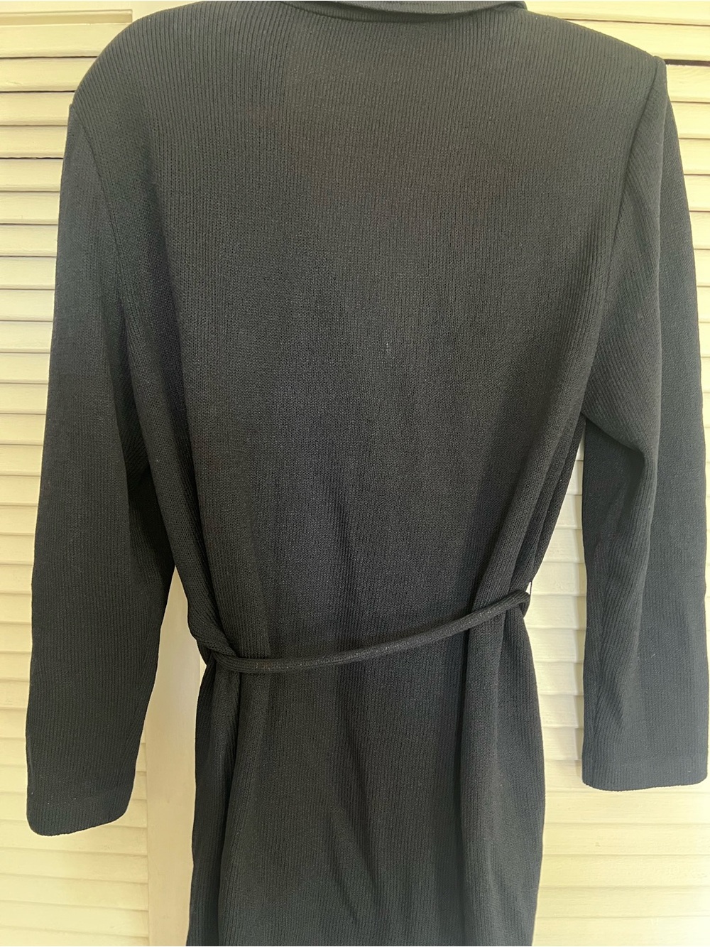 St. John Black Knit Longline Belted Blazer Jacket - Picture 5 of 6